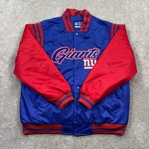 NFL New York Giants Varsity Bomber Jacket Mens SizeM Blue Red Ultra Game QOMF958